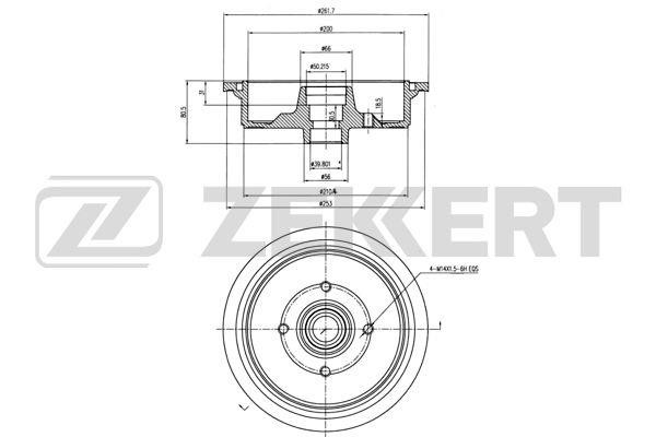 Zekkert BS-5065 Rear brake drum BS5065