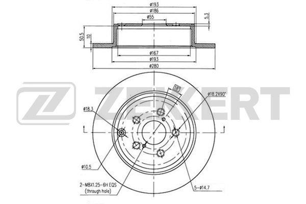 Zekkert BS-5473 Rear brake disc, non-ventilated BS5473