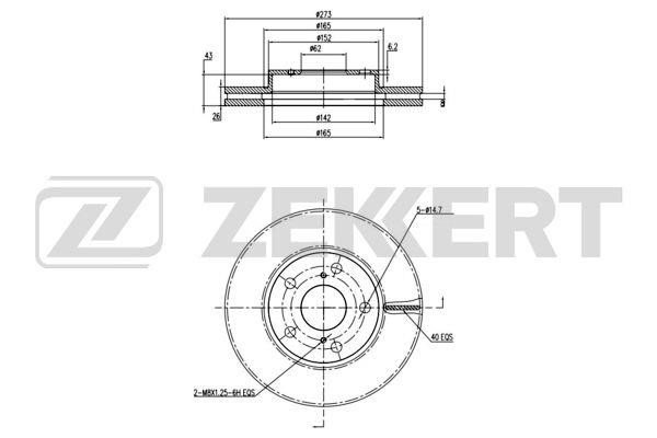 Zekkert BS-5801 Front brake disc ventilated BS5801
