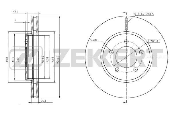 Zekkert BS-5469 Front brake disc ventilated BS5469