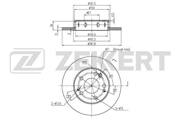 Zekkert BS-5768 Unventilated front brake disc BS5768
