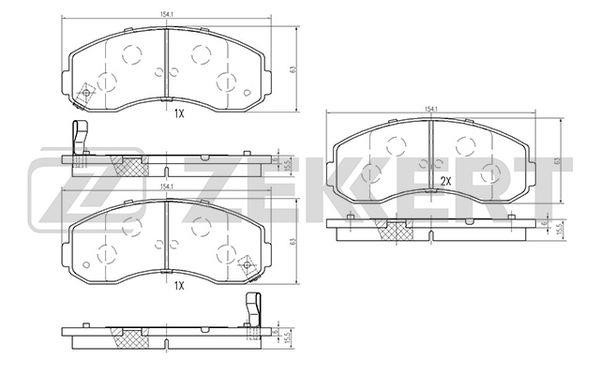 Zekkert BS-1876 Brake Pad Set, disc brake BS1876