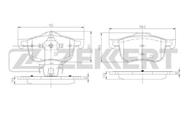 Zekkert BS-2760 Brake Pad Set, disc brake BS2760