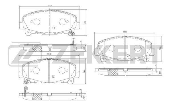 Zekkert BS-1134 Brake Pad Set, disc brake BS1134