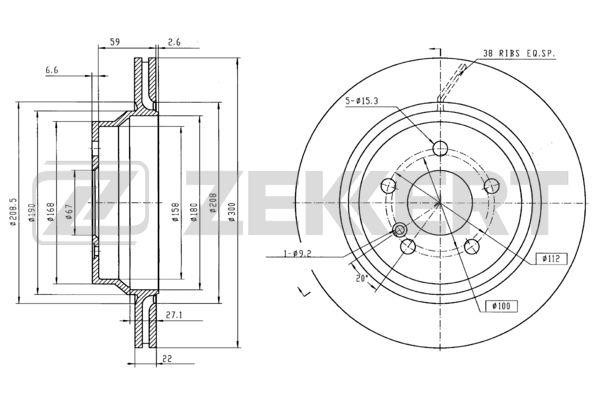 Zekkert BS-5633 Rear ventilated brake disc BS5633