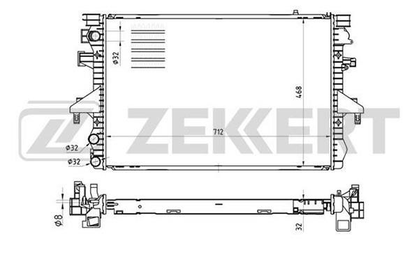 Zekkert MK-1454 Radiator, engine cooling MK1454