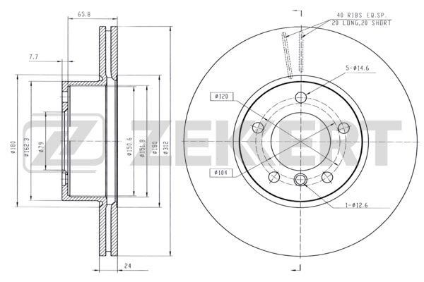 Zekkert BS-5852 Front brake disc ventilated BS5852