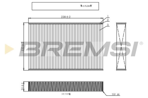 Bremsi FC0885 Filter, interior air FC0885