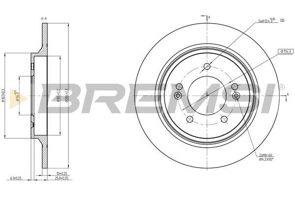 Bremsi CD8604S Rear brake disc, non-ventilated CD8604S