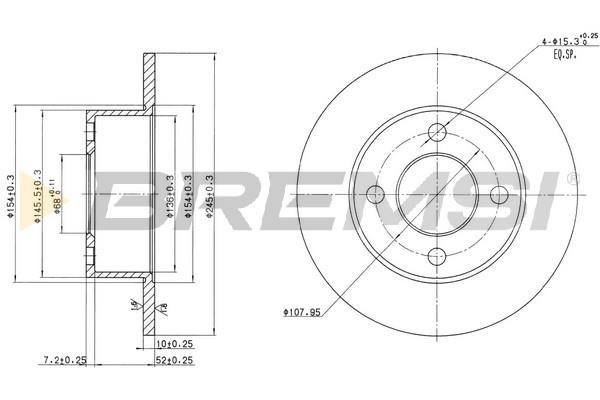 Bremsi CD6128S Rear brake disc, non-ventilated CD6128S