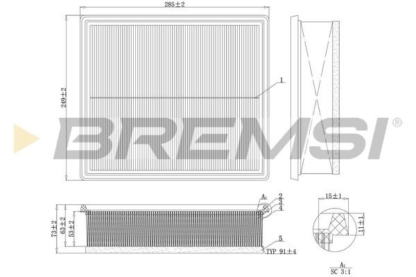 Bremsi FA1216 Air filter FA1216