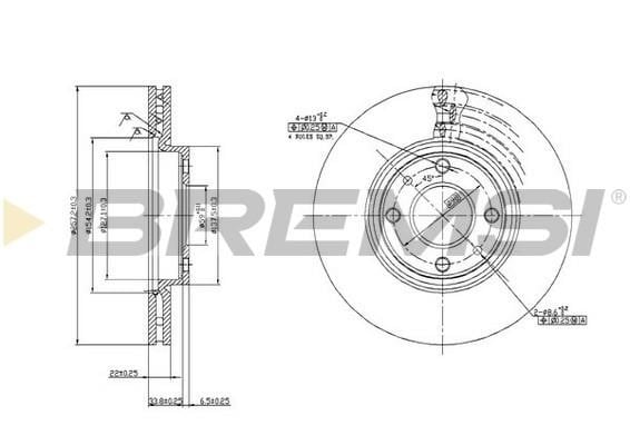 Bremsi CD6762V Front brake disc ventilated CD6762V