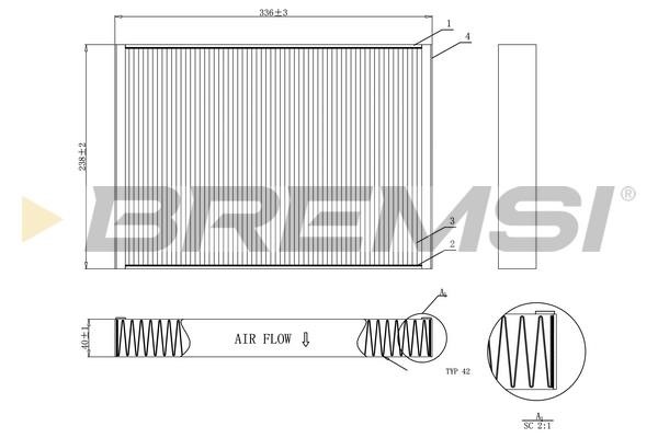 Bremsi FC0952C Filter, interior air FC0952C
