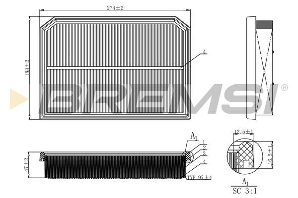 Bremsi FA1132 Air filter FA1132