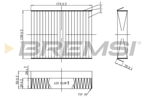 Bremsi FC0490 Filter, interior air FC0490