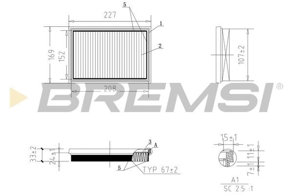 Bremsi FA1058 Air filter FA1058