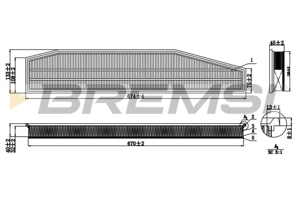 Bremsi FA1261 Air filter FA1261