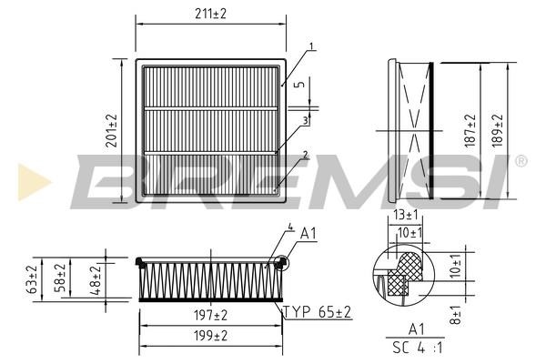 Air filter Opel Corsa E: FA0563 Bremsi Air filter