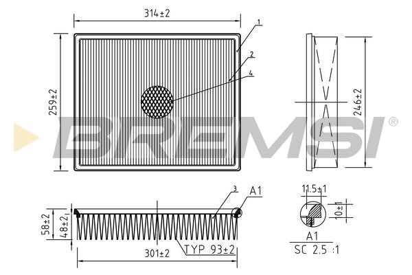 Bremsi FA1592 Air filter FA1592