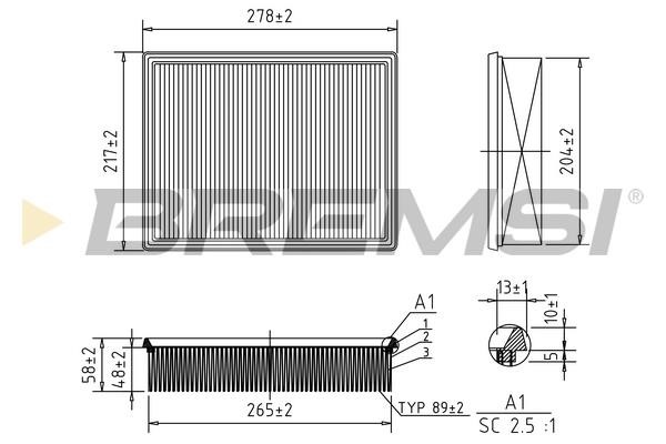 Bremsi FA1651 Air filter FA1651 FA1651 Bremsi Air filter