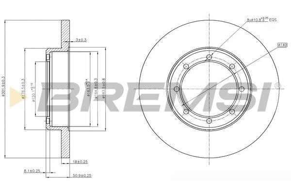 Bremsi CD7977S Rear brake disc, non-ventilated CD7977S