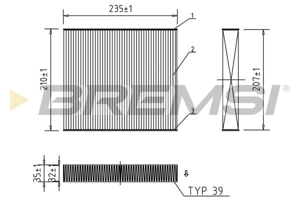 AC filter Volvo C30: FC0068 Bremsi Cabin filter