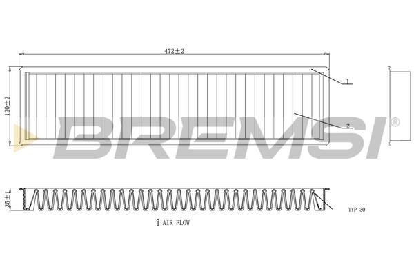 Bremsi FC0986C Filter, interior air FC0986C
