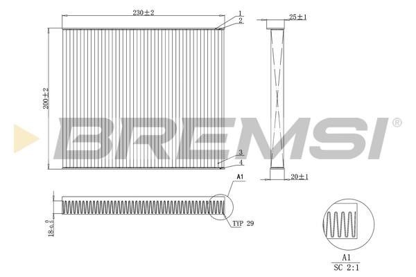 Bremsi FC0079A Filter, interior air FC0079A
