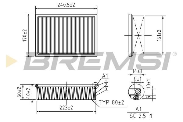 Bremsi FA0599 Air filter FA0599