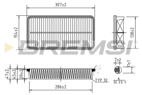 Bremsi FA1601 Air filter FA1601