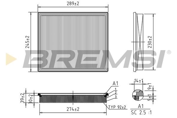 Bremsi FA1673 Air filter FA1673