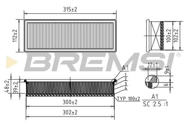 Bremsi FA0210 Air filter FA0210