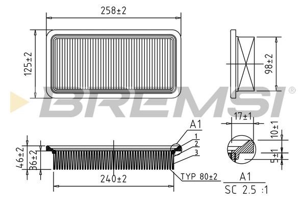 Bremsi FA1364 Air filter FA1364