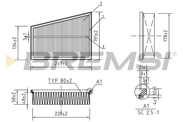 Bremsi FA0122 Air filter FA0122