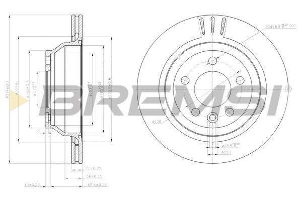 Bremsi CD7698V Rear ventilated brake disc CD7698V