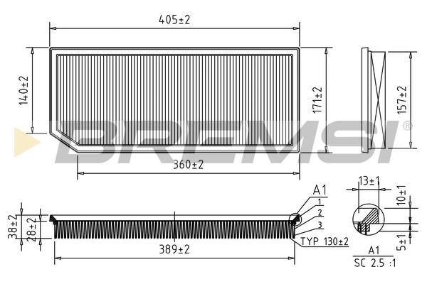 Bremsi FA1242 Air filter FA1242 FA1242 Bremsi Air filter