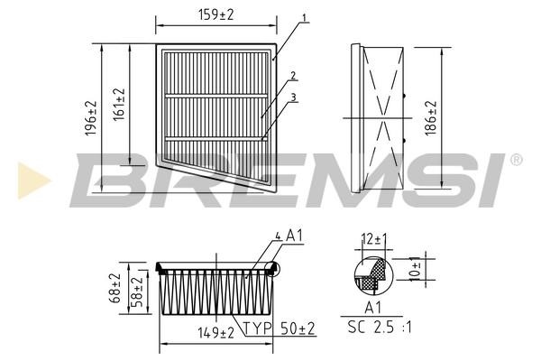 Bremsi FA0205 Air filter FA0205 FA0205 Bremsi Air filter