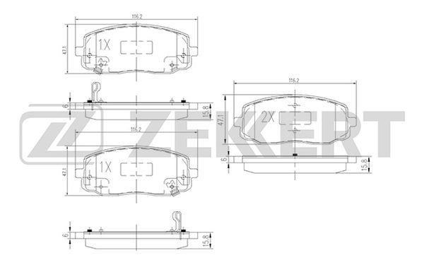 Zekkert BS-1790 Brake Pad Set, disc brake BS1790