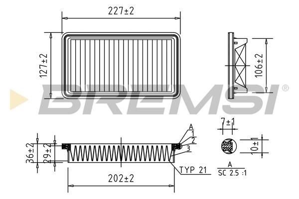 Bremsi FA1025 Air filter FA1025 FA1025 Bremsi Air filter