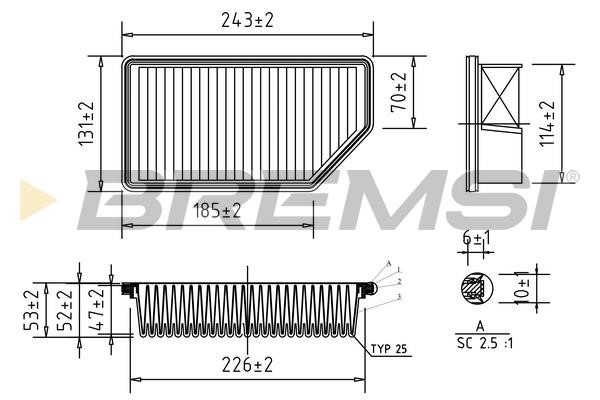 Bremsi FA0604 Air filter FA0604 FA0604 Bremsi Air filter