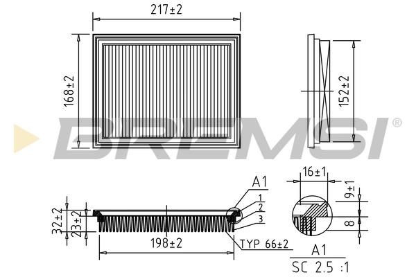 Bremsi FA0578 Air filter FA0578 FA0578 Bremsi Air filter
