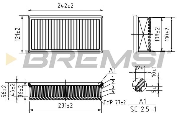 Bremsi FA1067 Air filter FA1067 FA1067 Bremsi Air filter