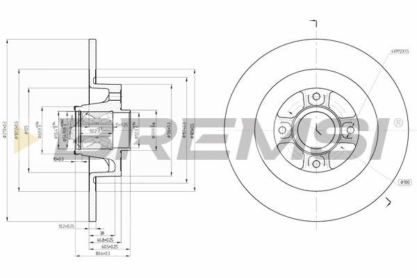 Bremsi CD7570S Rear brake disc, non-ventilated CD7570S