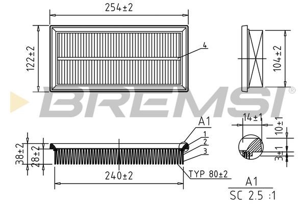 Bremsi FA1100 Air filter FA1100 FA1100 Bremsi Air filter