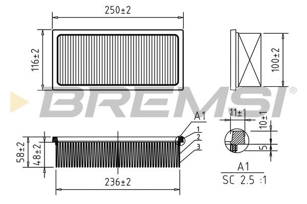 Bremsi FA1187 Air filter FA1187