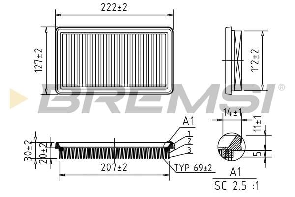 FA0587 Bremsi Air filter
