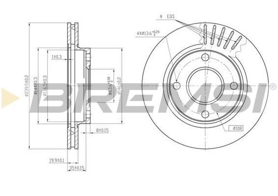Bremsi CD6887V Front brake disc ventilated CD6887V