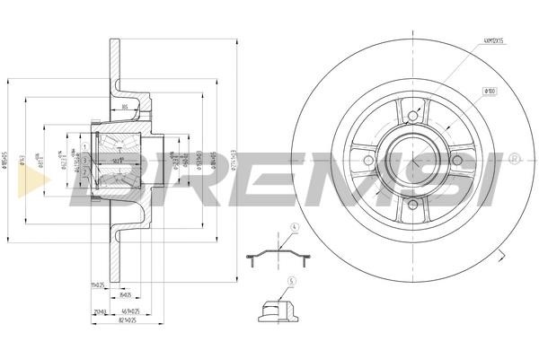 Bremsi CD7641S Rear brake disc, non-ventilated CD7641S