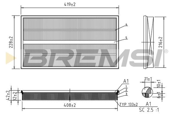 FA1245 Bremsi Air filter