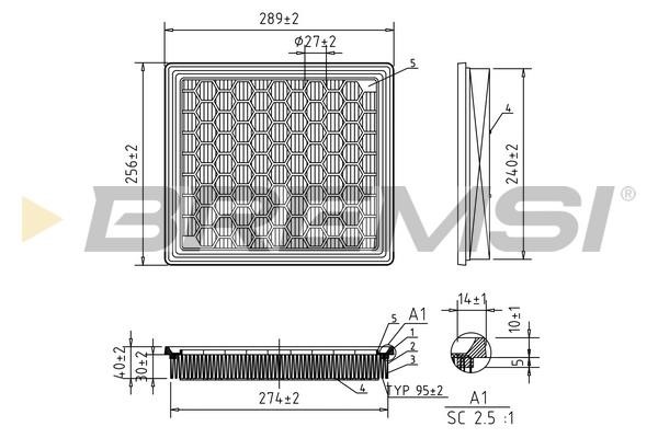 Bremsi FA1043 Air filter FA1043